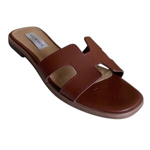 Kelly & Katie Hida Flat Slide Sandal Woman 8 Tan Leather Upper Luxury Streetwear